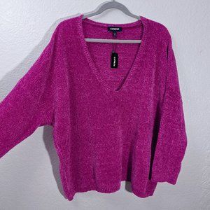 RESERVED: Express Berry Pink Soft Slouchy Chenille Sweater Sz XL